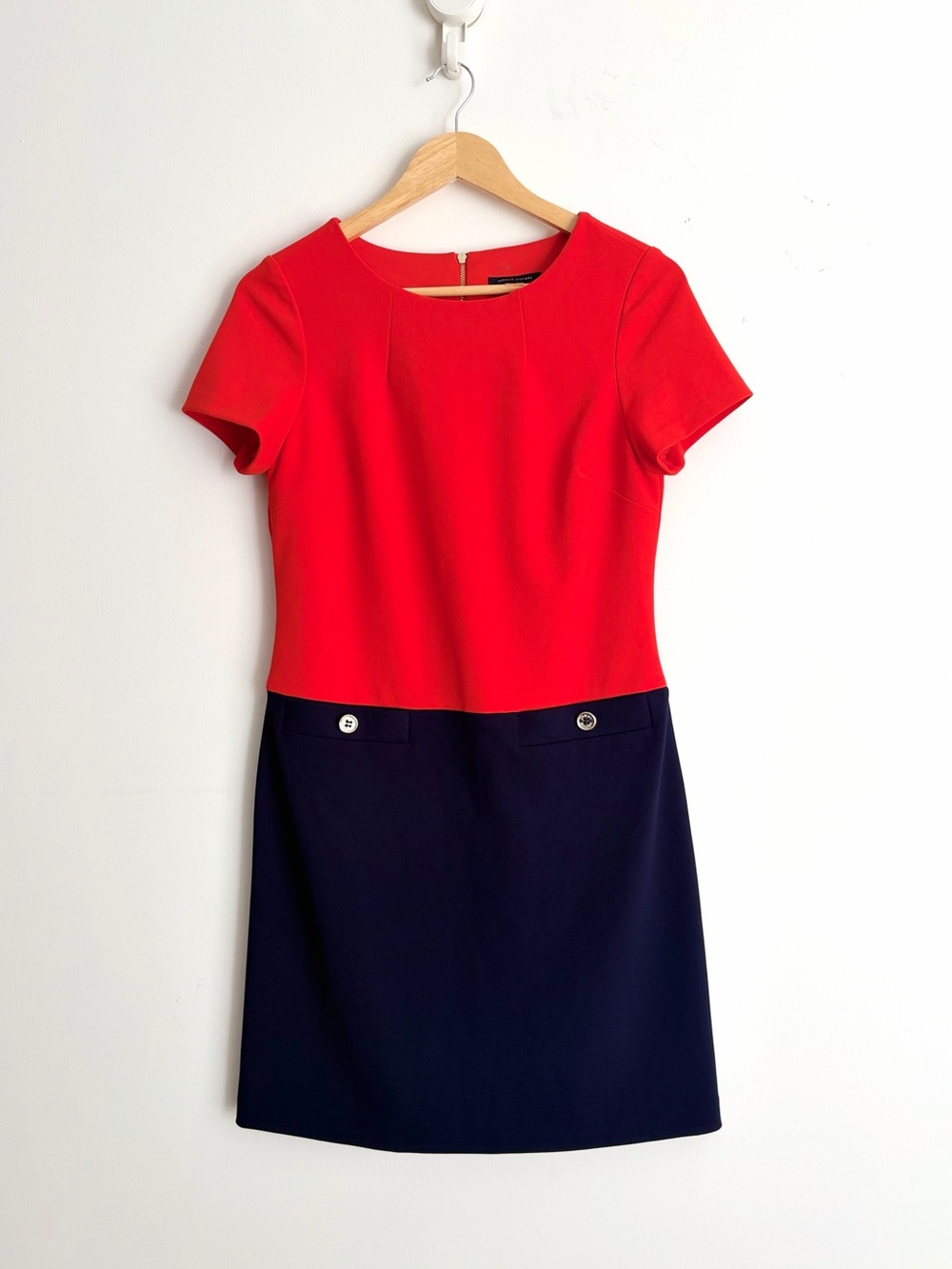 Tommy Hilfiger Red Navy Colorblock Mod Sheath Dress Preppy 6